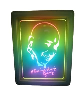 GuruJi Swaroop 3D Illusion Acrylic LED Night Lamp – White Light with Plug-in (Black Base) | Spiritual Decor