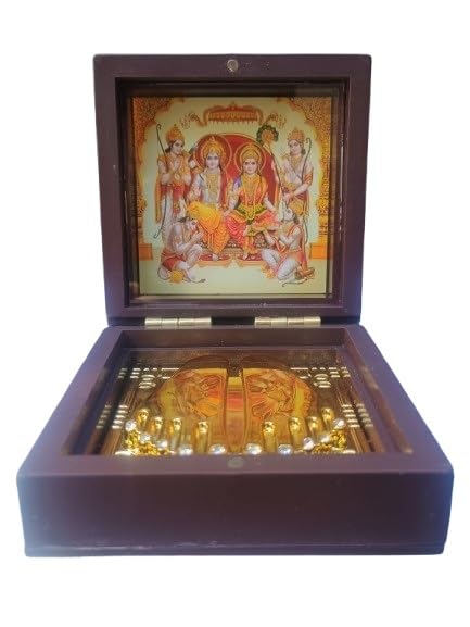 Ram Darbar Photo Frame with Charan Paduka – Tabletop Decorative Showpiece for Home Temple, Office, and Pooja