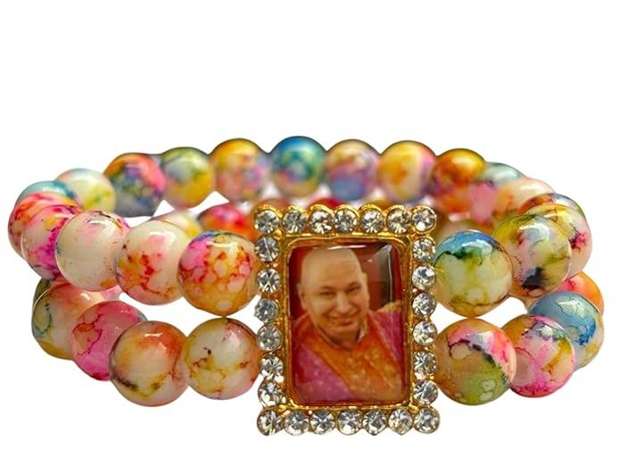 Guruji Swaroop Sea Stone Bracelet – Multicolour Beaded Spiritual Bracelet for Blessings & Positive Energy