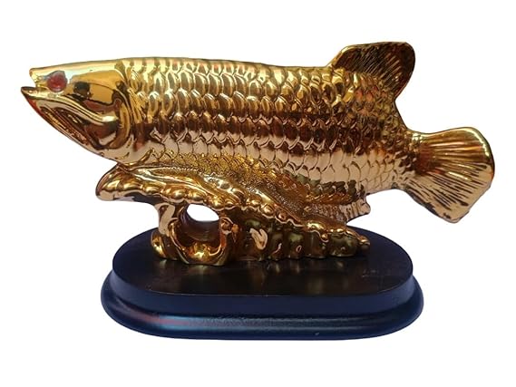 Resin Feng Shui Fish Statue – Wealth Carp Treasure for Good Fortune, Lucky & Auspicious Home/Office Decor Gift