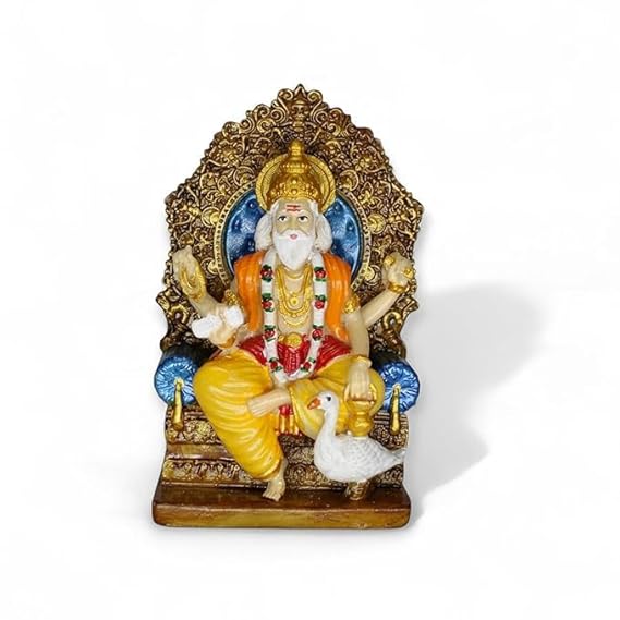 Resin Lord Vishwakarma Car Dashboard Idol Divine Vishwakarma Bhagwan Resin Statue Car Dashboard & Office Home Decor