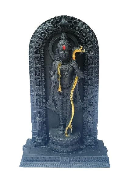 Dashrath Nandan Ram lala Murti CarDashboard Shri Ram Idol for Small Home Temple| Ram Lalla Murti Ayodhya Wale| Black Color, Metal,Size -8.5 CM / 5 CMS