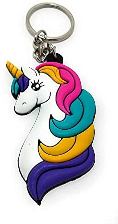 Single Sided Rainbow Unicorn PVC Rubber Keychain | Key Ring for Car Bike Home Keys | Key Chain for Kids Men Women Boys Girls |