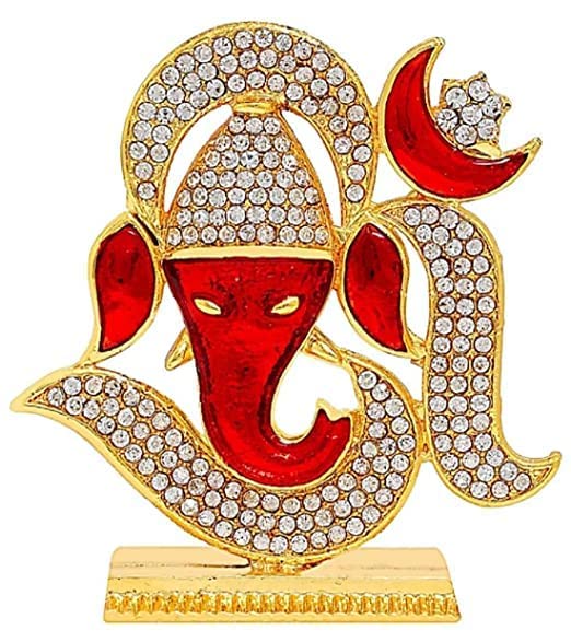 OM Ganesh Idol for Car Dashboard Ganesha Murti Ganpati Statue for Office Desk Home Temple Spiritual Pooja Decorative Showpiece - 6 cm (Medium)