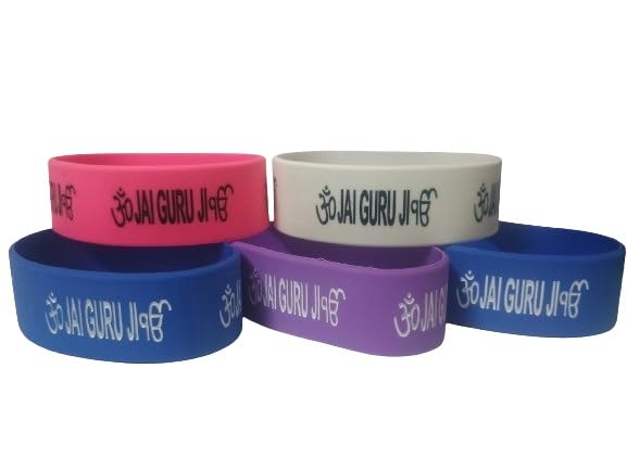 Guruji Swaroop Wrist Band Multicolor Rubber Thick Bracelets Band for Girls and Boys Free Size Set Of Five
