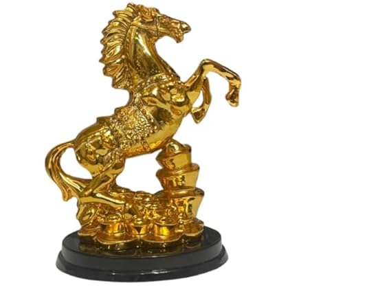 Indian Vastu Feng Shui Running Horse with Wealth Coin Color Golden for Victory and Luck feng Shui Gift Product Collection Treasure Wo Lu on Wealth H