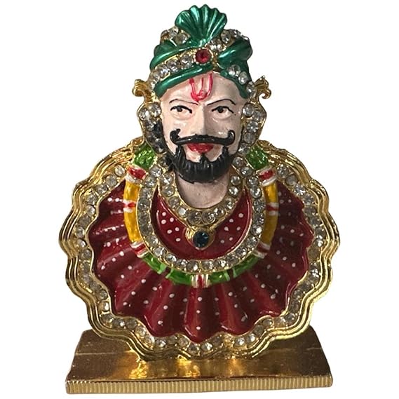 Khatu Shyam Gold Plated Metallic Car Frame, Table Decor Car Interior Decoration Accessories Decorative