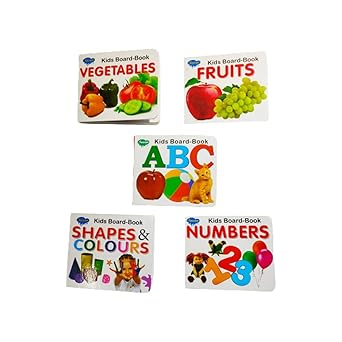 Kids Pre School Early Learning Books (Set of 5) Alphabets (ABC), Numbers (123), Shapes & Colors, Fruits and Vegetables Picture Books [Board book] Manoj Publication