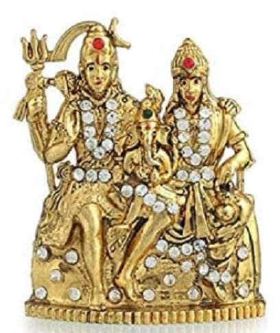 Metal Lord Shiv Parvati Ganesha Parivar Idol for Car Dashboard Office Tables Photos Frames for Living Rooms