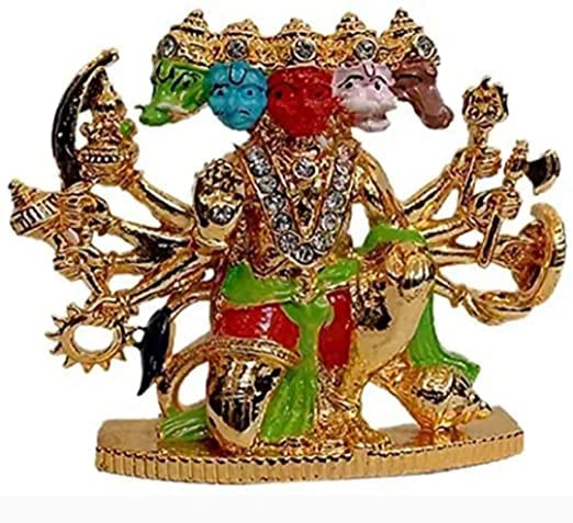 Panchmukhi Hanuman Idol Car Dashboard, Brass Material, Multicolored, Suitable for car Dashboard Home Temple puja Office Table