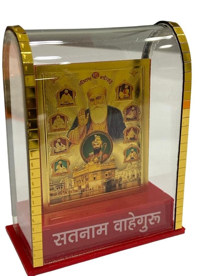 Gold Plated 10 Guru in Cabinet Showpieces, Radhe Krishna Ji for Car Dashboard,Home,Temple & Office