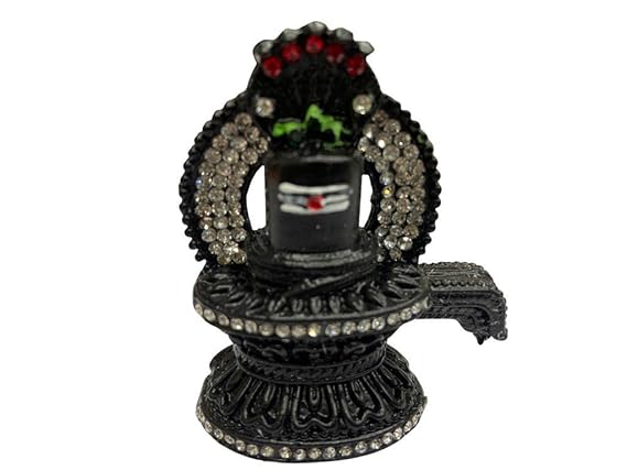Lord Shiv Shivling Idol | Shiva Lingam Murti Black Metal Statue for Car Dashboard | Mandir Pooja Murti | Temple Puja | Home Decor | Office Table Showpiece