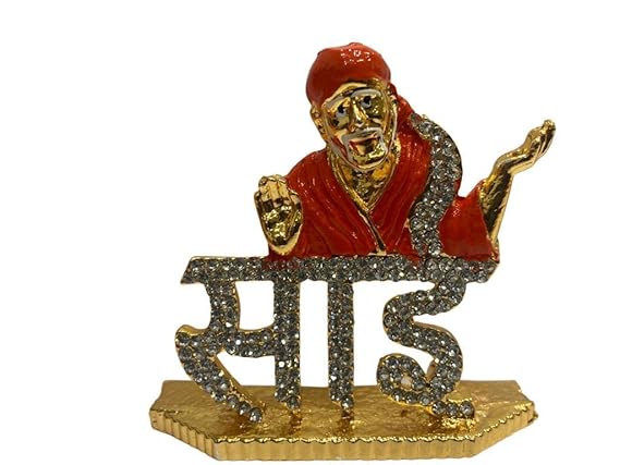 Shirdi SAI Baba Idol Metal Statue for Car Dashboard | Mandir Pooja Murti | Home Decor Showpiece