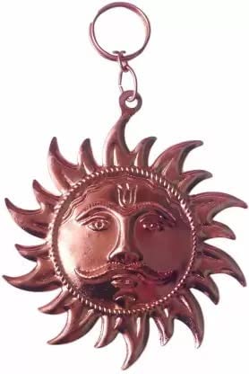 Shri Surya Narayan Copper Yantra Surya Wall Decorative/Shree Narayan Yantra Pure Sun Face Tambe Ka for Hanging Home & Office (Copper)