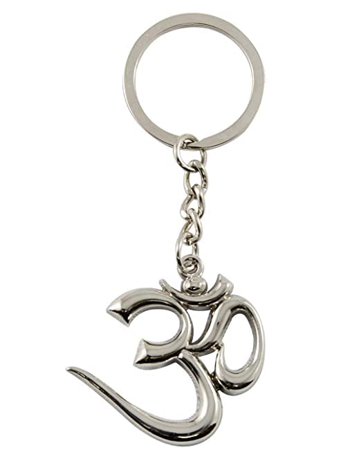 Premium Stainless Steel Hindu Religious Spiritual Symbol OM Metal Keychain Keyring Silver Plated for Gifting with Anti-Rust