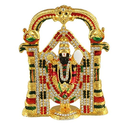 Tirupati Balaji Idol | Lord Venkateswara Idol Metal Statue for Car Dashboard | Mandir Pooja Murti | Home Decor Showpiece