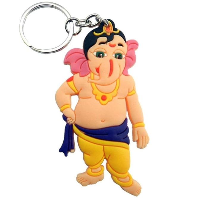 Double Sided Ganesh Ji | Ganesha | Ganpati Ji Rubber Keychain | Key Ring for Car Bike Home Keys | Key Chain for Kids Men Women Boys Girls |