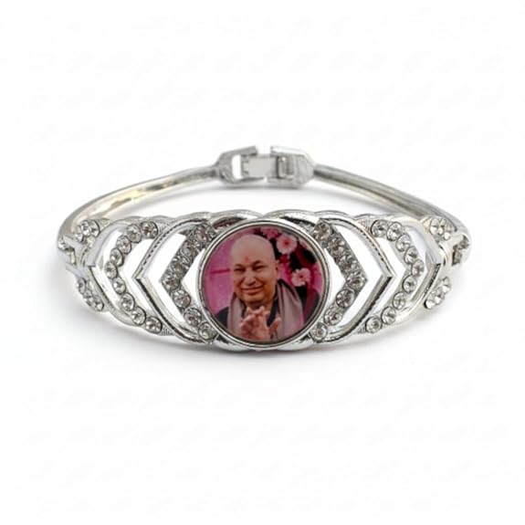 Jai Guru Ji |Positive Silver Sea Stone Bracelet with Jai Guruji Swaroop