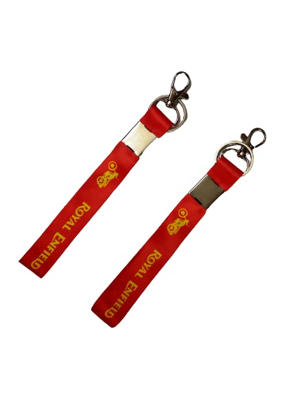 Fabric Royel Enfield Bullet Bike Black Keychain |Red Lanyard ID Card Holder ID Tag Locking Short Key Chain Keyring for Royel Enfield (Pack of 2)