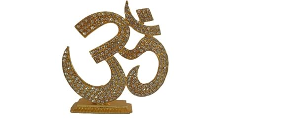 Hindu Religious Symbol OM Idol Metal Statue for Car Dashboard | Mandir Pooja Murti | Home Decor | Office Showpiece
