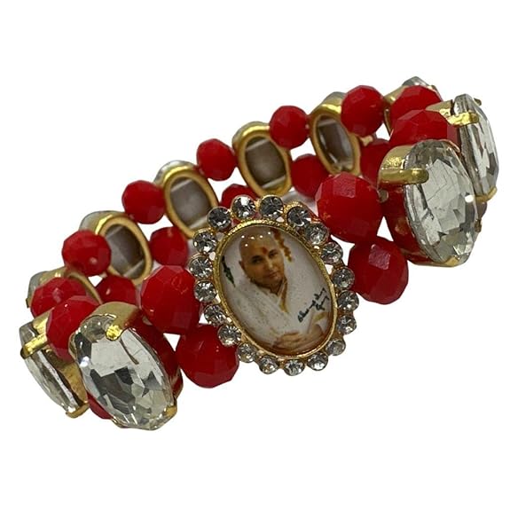 Jai Guruji Bracelets |Osage REde Sea Stone Bracelet with Jai Guruji Swaroop