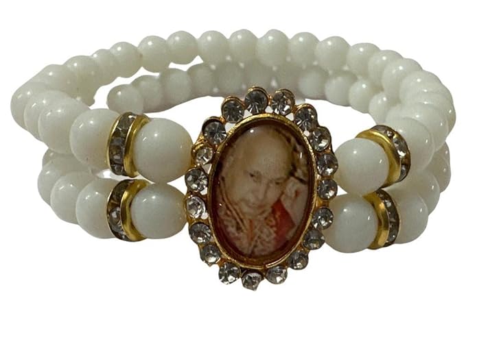 Jai Guruji |Charcoal Black and Off White Bracelets with Jai Guruji Swaroop