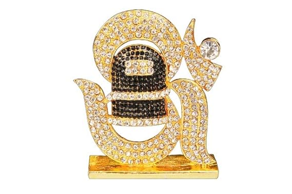 OM Shivling Car Dashboard Crystal Diamond Studded God Idol Showpiece for Home | Office | Cardashboard | Tample