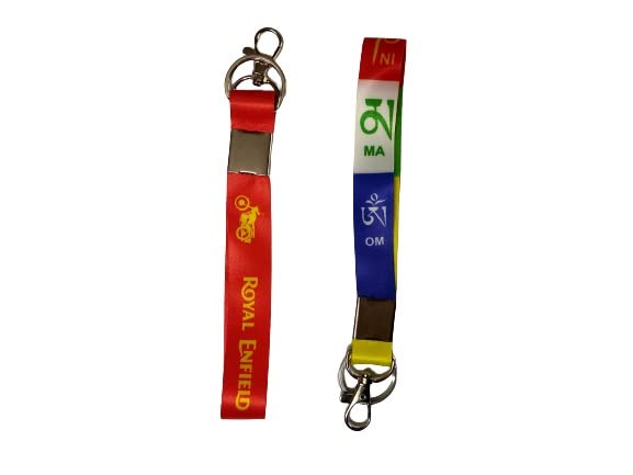 Tibetan Ladakh Prayer Hook Key Chain & Red Royal Enfeld Key Chain for Bike (Pack Of 2)