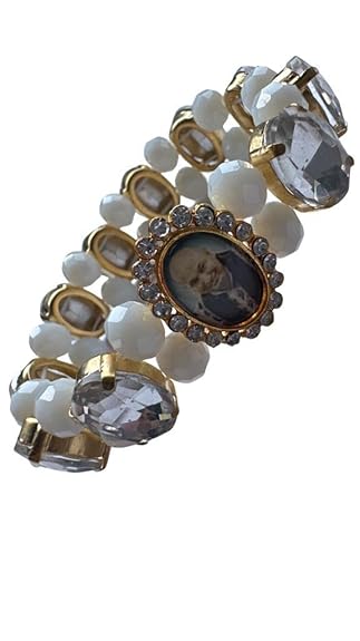 Jai Guruji Swaroop Bracelet| Classic White Beads Bracelets with Jai Guruji Swaroop