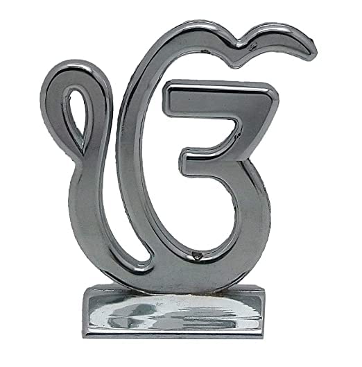 Religious Symbol EK Onkar Idol | Ik Onkar Silver Metal Statue for Car Dashboard | Mandir Temple Puja Murti | Home Decor | Office Table Showpiece