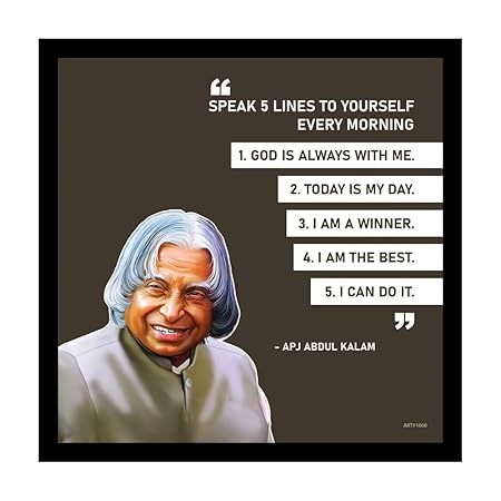 ADROS Wood, Acrylic Motivational Quotes Great Saying By Indian Legends Photo Frame With Poster For Office Wall, Study Room, Workplace, Restaurant (Dr. A P J Abdul Kalam-2)