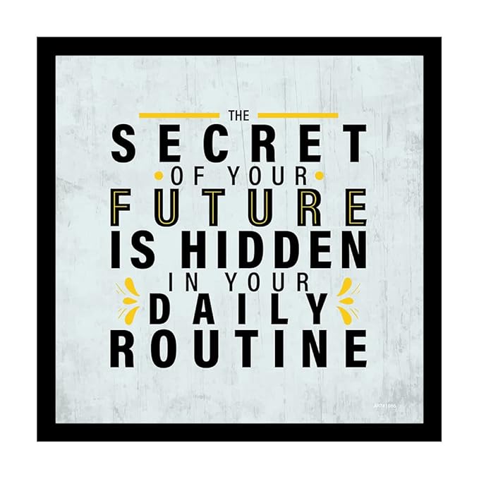 Motivational Inspirational Quotes About Daily Routine Framed Poster Art Painting For Office, Study Room, Living Room, Home Decor, Gym