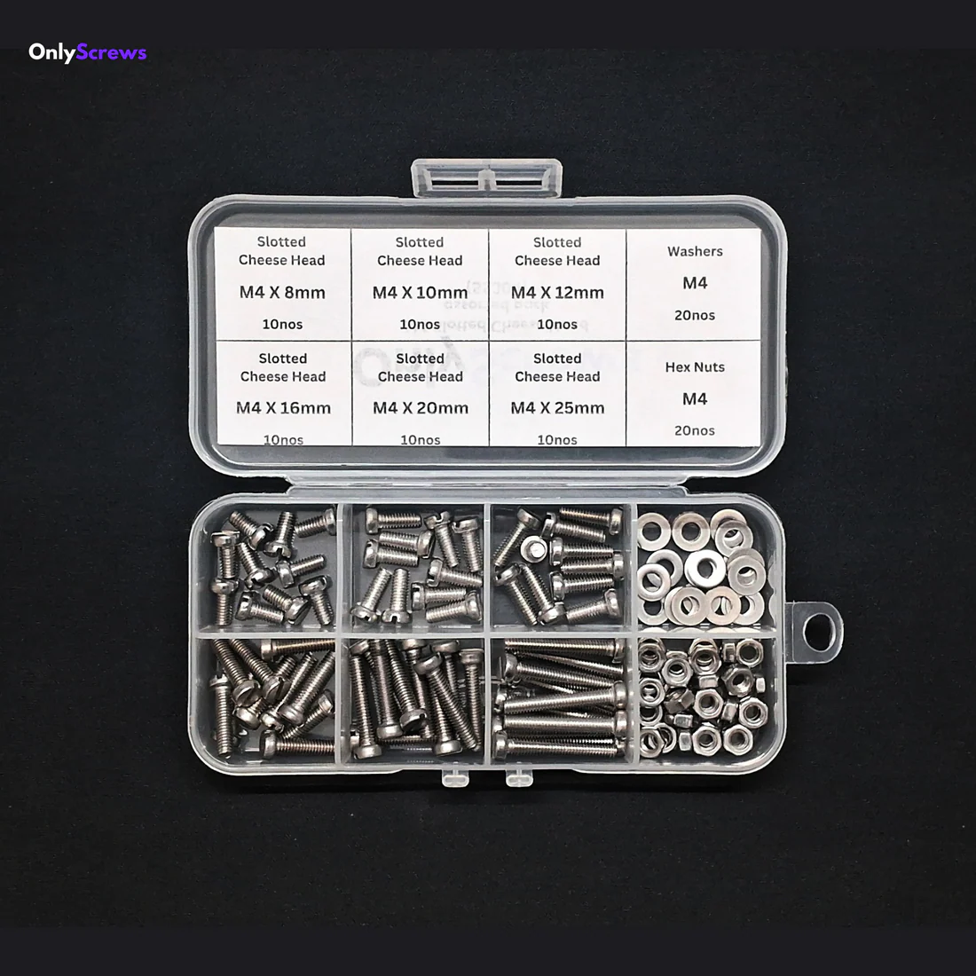 M4 Slotted Cheese Head SS304 assorted box