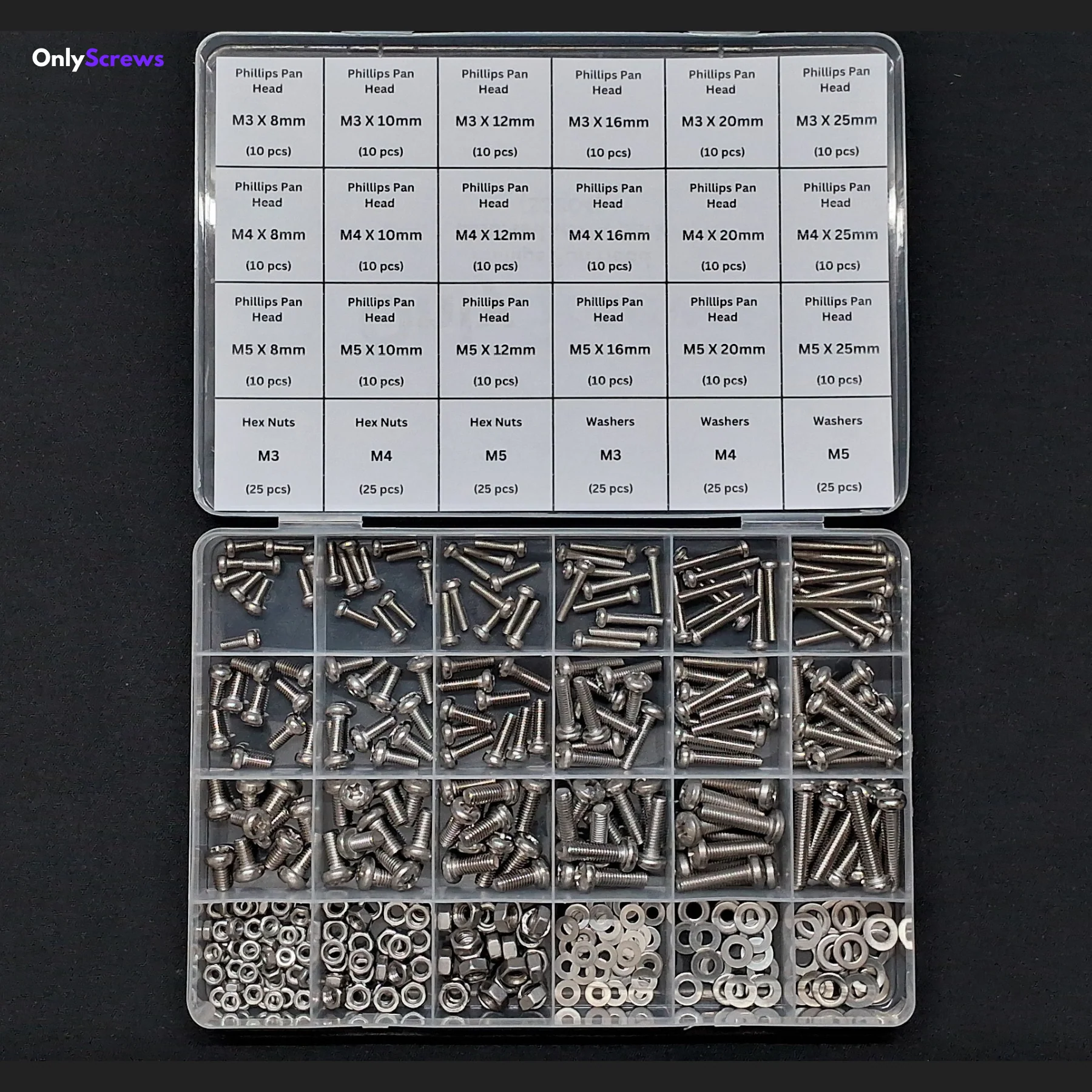 Phillips Pan Head Assorted Screw Pack M3, M4 & M5 (SS304)