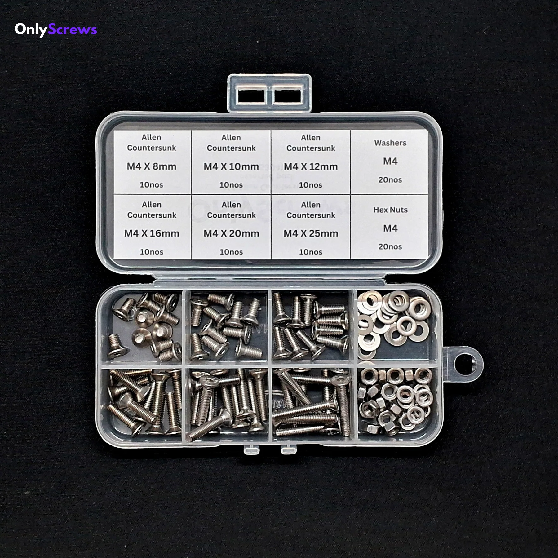 M4 Allen Countersunk SS304 assorted box