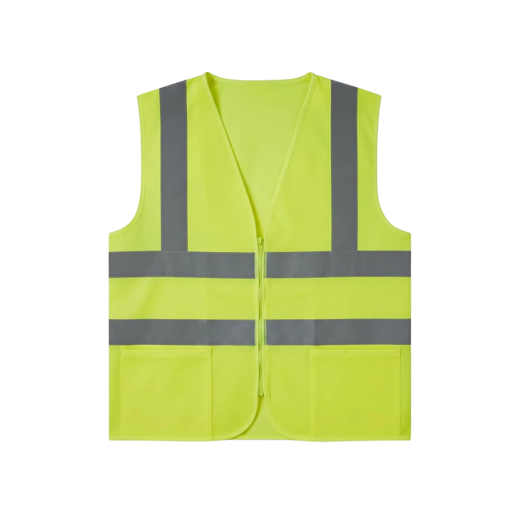 Hi Visibility 2 inch Reflective Safety Jacket with Zipper(GREEN)