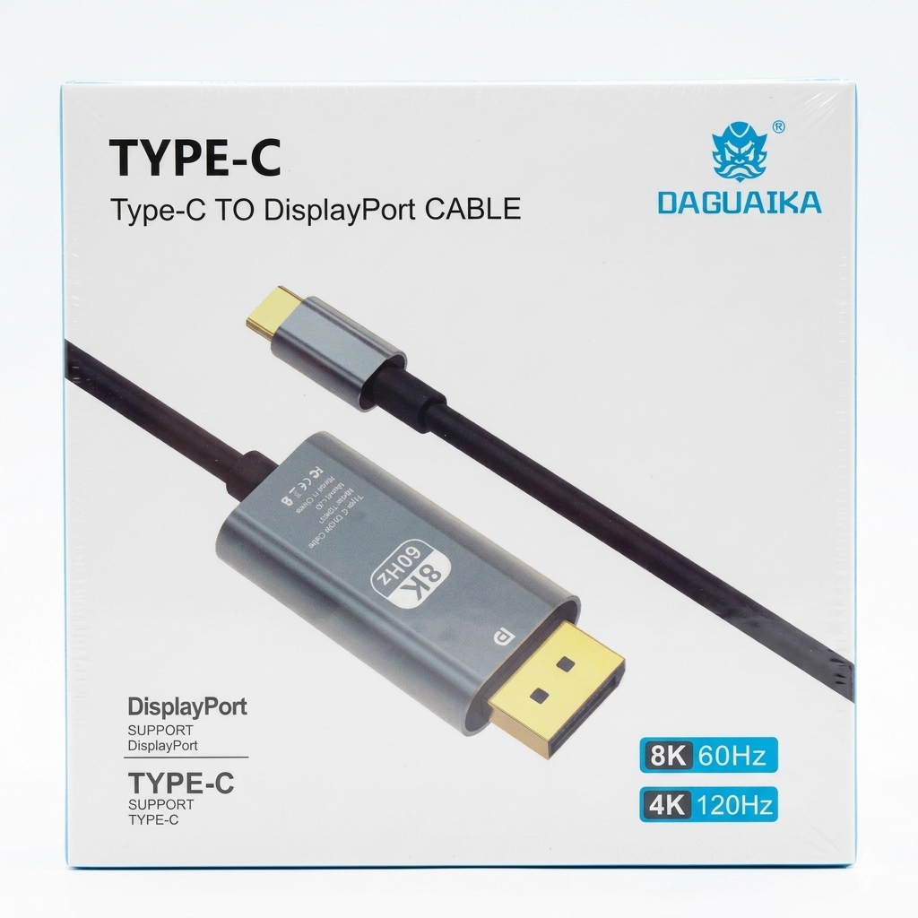USB Type-C to DisplayPort Cable (8K@60Hz / 4K@120Hz) – Ultra HD, HDR, Thunderbolt 3/4 Compatible
