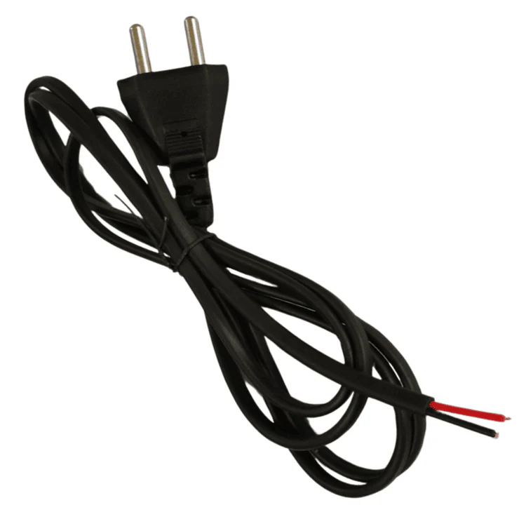 2 Pin 1.5 Meter Power Cord Black Flat Wire One Side Open