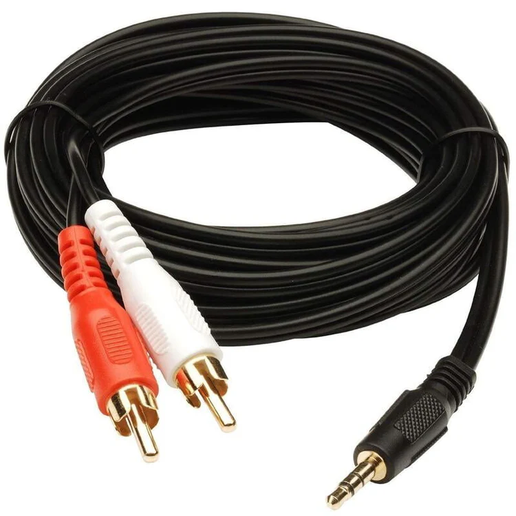2 RCA Stereo Cables with 3.5mm Aux Jack 1.5 Meter For Home Theaters, Music Players