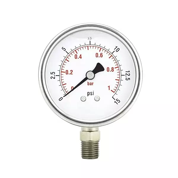 Stainless Steel 2.5 inch 4 inch 0-15 PSI Pressure Gauge