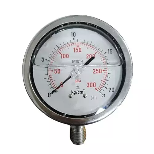 Stainless Steel 4 inch Dial Size 0 to 300 PSI Pressure Gauge