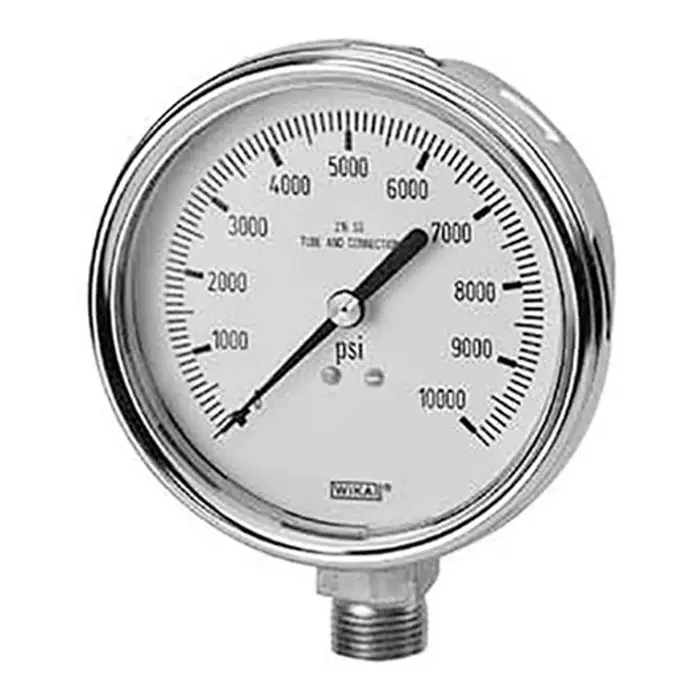 Analogue Pressure Gauge 100psi Bottom Entry 100mm Outside Diameter, 9832615