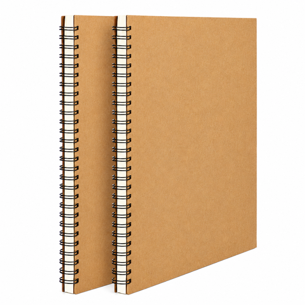 A5 Pack of 2 Craft Notebook, 80 leaf 160 Pages,Blank or Unruled | Travel Writing Notebook,Journal,Notepad,Sketchbook|For Students,Office College Spiral Diary