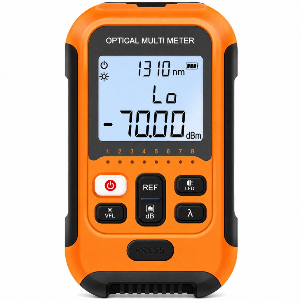 3 in 1 Mini Optical Power Meter With Visual Fault Locator (VFL) & Fiber Light Tester, Universal 2.5mm Interface SC/FC/ST Connectors, OPM (-50~+26 dBm) And VFL (10mW)- Color May Vary