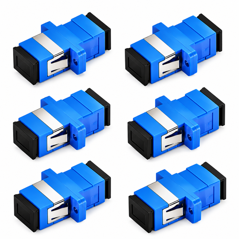 Fiber Optic Jointer Sc to Sc Fiber Coupler Flange Type Fiber Optical Single Mode/Multimode Simplex Adapter Connector for Charging Adapter (6Pcs)