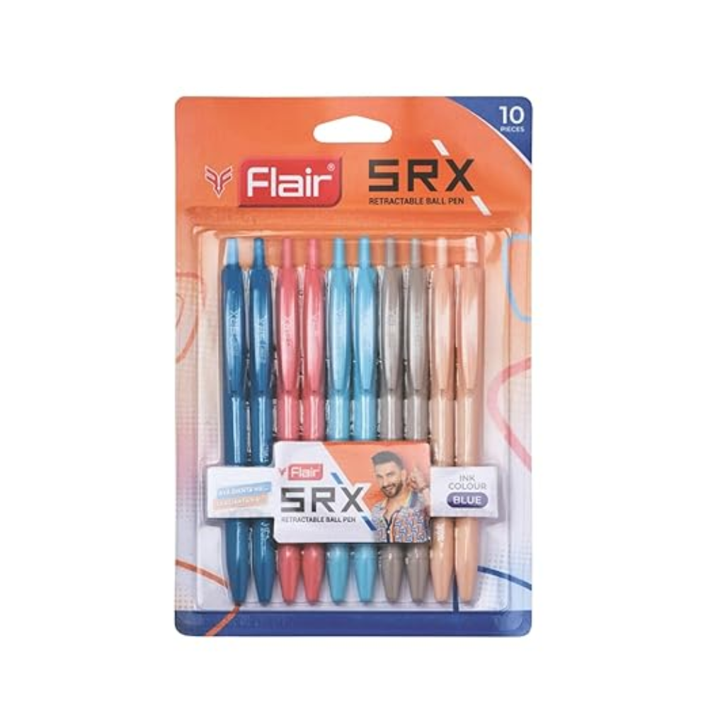 0.7mm Retractable Ball Pen Blister Pack | Triangular Body Design For Better Grip | Light Weight Refillable | Smooth Writing Experience | Vibrant Solid Body Colours | Blue Ink, Pack of 10 Pen