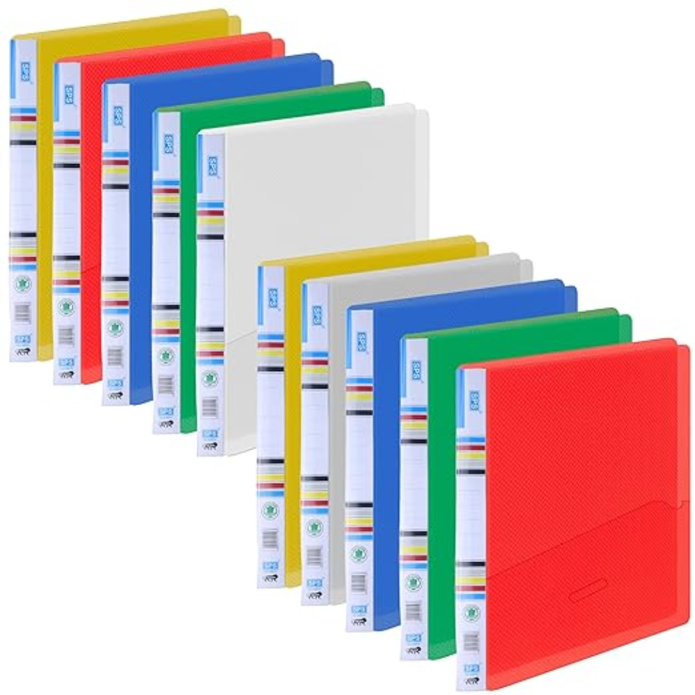 Colored Report File – Set of 10 | Plastic File for A4 Documents | for Office, School & Home | Holds Up to 150 Sheets | Best for Interviews and Reports