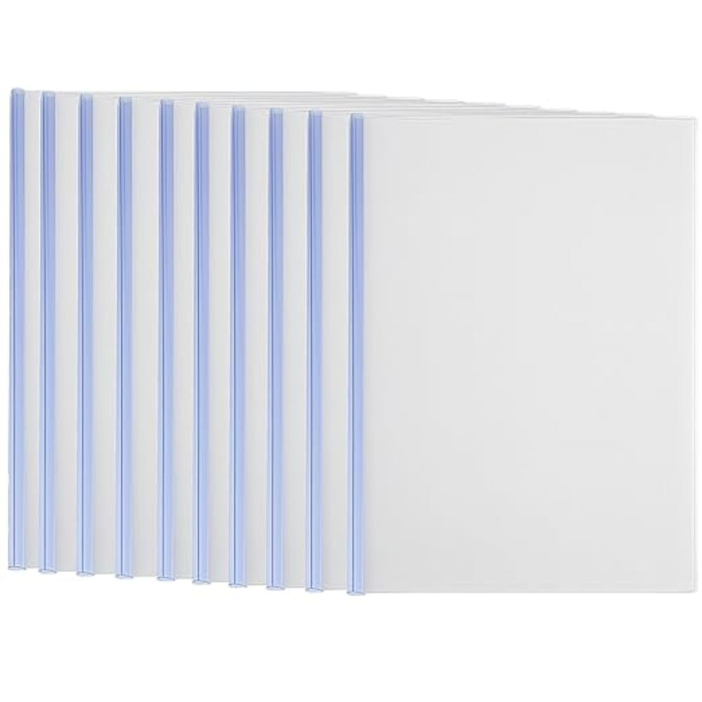 Plastic Strip File Folder - Transparent A4 Sliding Bar Report Covers - Pack of 10