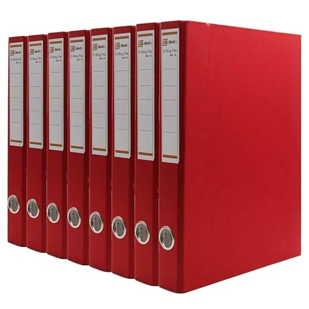 Office 2D Ring Box File (Pack Of 8),Folder Cover,Folder For Certificate,Document,Box Binder Office File (Red-Style)