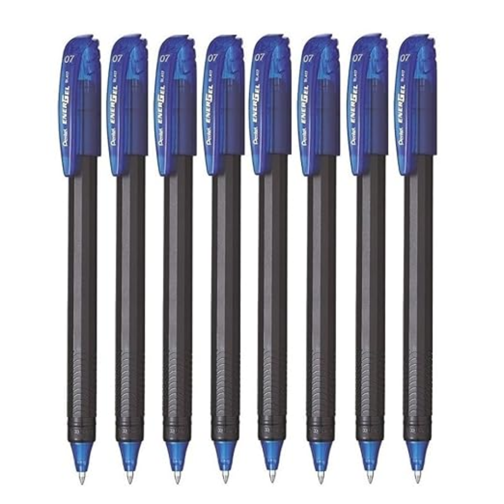 EnerGel 0.7mm Roller Gel Pen | Quick Dry Ink For Smudge-Free Writing | Lightweight Gel Pen For Smooth Writing Experience | Blue Ink, Pack of 8 Pens (BL417)